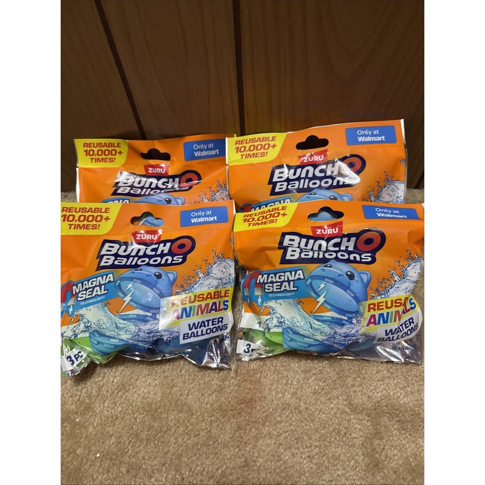 LOT OF 4Bunch O Balloons Reusable Water‎ Balloons Animal 3 Pack by ZURU